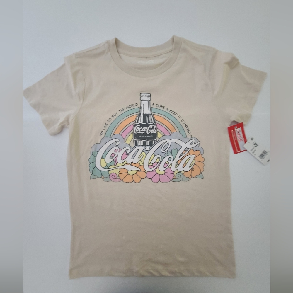 Coca Cola Drink Women's Short Sleeve T-Shirt Tee Beige Size S - Picture 3 of 6